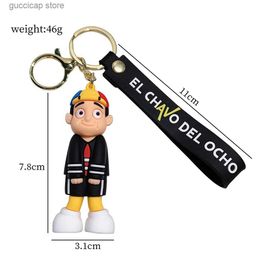 Keychains Lanyards Friday Night Funkin Keychain Cute Pvc Model Game Doll Key Chain Fashion Bag Backpack Pendant Car Keyring Accessories Fan Gifts Y24022