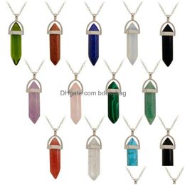 Pendant Necklaces Different Styles Natural Stone Pendant Necklace Women Men Crystal Summer Jewellery With Rope Drop Delivery Jewellery Nec Dhj60