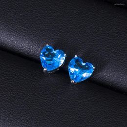 Stud Earrings Luxury Colourful Heart For Women Wedding Cubic Zirconia CZ DUBAI Bridal Earring Jewellery Accessories E0705