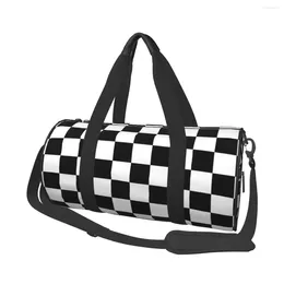 Outdoor Bags Black White Checkerboard Sport Cool CFashion Gym Accessories Bag Waterproof Men Women Handbag Travel Retro Fitness