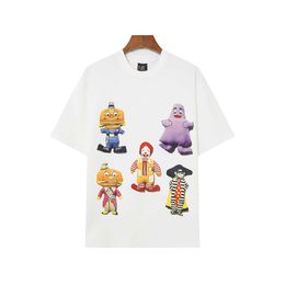 designer kanyes wests shirt hoodie Co Branded m Family Cartoon Buwa Printed Short Sleeve T-shirt for Men and Women American High Street Half Sleeves