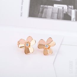 S925 silver charm clip earring with Flowers and one diamond for wonen wedding Jewellery gift have box WEB 144174u