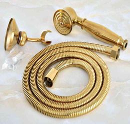 Gold Color Brass Bathroom Telephone Shape Hand Spray Bracket Holder Handheld Shower head 15m Hand Held Shower Head Hose mhh044 H15393262