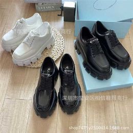 17% OFF Sports shoes 2024 High Edition P Family Triangle Small New Genuine Front Lacing Thick Sole Lefu Shoes with Elevated Lacquer Leather