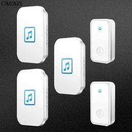 Doorbells No Need Battery required Waterproof Door bell Smart Home Bell Chime Kit LED Flash Security Alarm 5 levels (White)H240316