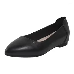 Casual Shoes 2024 Spring/Summer Women's Black Light Cut Single Pointed Career Work Simple Leather Comfortable
