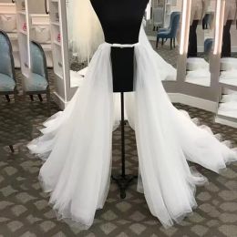 Dresses Elegant White Tulle Wedding Skirt Long Train 5 Layers Tulle Detachable Skirt Removable Overskirts Maxi Overlay Custom Made