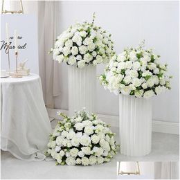 Decorative Flowers Wreaths 45Cm-70Cm Custom Large Artificial Flower Ball Table Centrepieces Stand Decor Geometric Shelf Party Stage Pr Otvsh