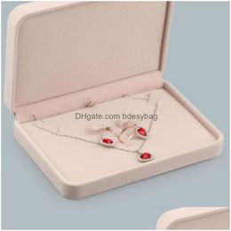 Jewelry Boxes Beige Color Boxes For Bracelet Bangle Earring Stud Pendant Necklace Ring Packaging Veet Case Jewelry Display Drop Delive Dhycp