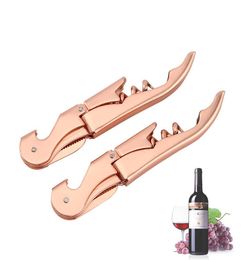Nonslip Handle Red Wine Opener Stainless Steel Corkscrew Knife Pulltap Double Hinged Beer Bottle Opener Kitchen Bar Tool Gift VT18613552