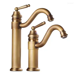 Bathroom Sink Faucets Basin Faucet And Cold Swivel Spout Antique Bronze Deck Mounted Vessel Vanity Water Taps ZR115