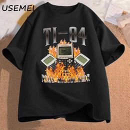 Men's Casual Shirts TI-84 Plus Calculator Funny Graphic T Shirts Mens Casual Cotton Fashion Short Sles T-shirt Oversized TShirt Mens ClothingC24315