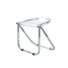 Kitchen Storage Ins Transparent Folding Stool Household Net Red Acrylic Modern Makeup Mediaeval Restaurant Metal Chair