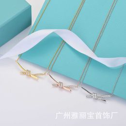 Designer New Knot tiffay and co Necklace Female Gu Ailing Same Style 18K Plating True Gold Bowknot Collar Chain Exquisite Temperament