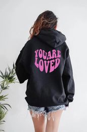 Women's Hoodies You Are Love Back PrintWomen's Trendy Casual Hooded Stay Positive Jumper Pure Cotton Pocket Vintage Tumblr Hoodie