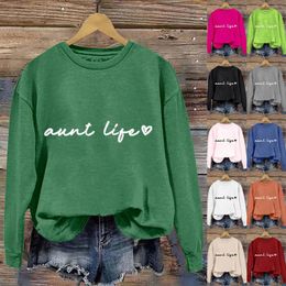 Women's Hoodies Light Hoodie Solid Round Neck Long Sleeved Gold Life Letter Printed Without A Hat Quarter Zip Pullover Fitted