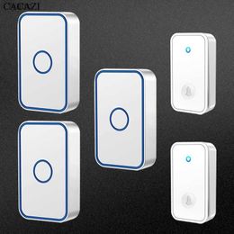 Doorbells Wireless doorbell without battery waterproof kit home and outdoor dynamic ring (white)H240316