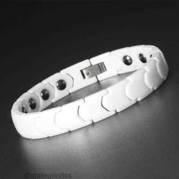 Link Bracelets Healthy Magnetic Bracelet Men Shiny And Smooth Black/White Ceramic Mens Friendship Balance Mens Armband Chain
