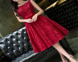 Stunning Lace Cocktail Dresses Scoop with Beading Sleeveless 100CM Long Prom Dress Party Gowns Cheap Dark RedBurgundyRoyal Blue8247608