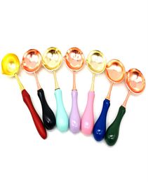 Sealing Wax Spoon Seal Stamp Metal Melting Spoons Wooden Handle DIY Craft Supplies XB13278607