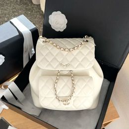 26CM Flap Designer Backpack Women Travel Airport Bags Cowhide Diamond Lattice Luxury Handbag Large Capacity Shoulder Bag With Adjustable Chain Shopping Clutch