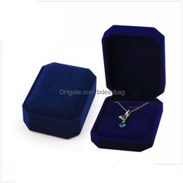 Jewellery Boxes Square Shape Veet Jewellery Packaging Holder Blue Colour Box For Pendant Necklace Bracelets Rings Earring Boxes Display Dro Dhicp