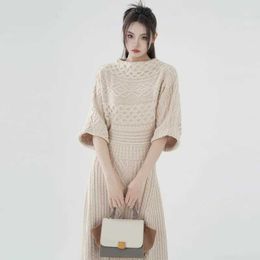 Basic Casual Dresses Autumn Warm Slim Pullovers Sweater Women Fashion Knit Sweater Long Dress Long Sle O-neck Casual Ankle-Length Dress for WomenC24315