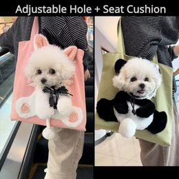 Pet Outdoor s for Cat Dogs Puppy Canvas Bag Cute Design High-End Puppy with Seat Cushion Inside Pet Travelling Bag 240401