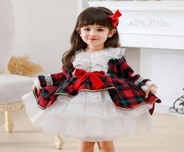 Girl039s Dresses 2y Origin Girls Party Infant Lolita Spanish Court Style Baby Lace Plaid Layered Drees Children039s Princess2459058