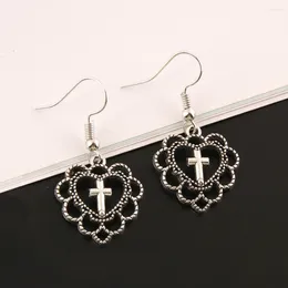 Dangle Earrings Heart-shaped Cross Vintage Fashion Women's Jewellery Skeleton Bird Head Pendant Dark Gothic Punk Party Gift