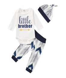 Infant Baby Letter Outfits Cartoon Prirnted Boys Clothes Toddler Long Sleeve Little Brother Rompers Elastic Splicing Pants With Ha7428305