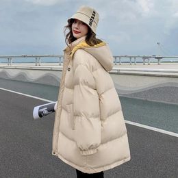 Women's Trench Coats Oversize Bread Coat Short Down Cotton-Padded Jacket For Women Korean Version Loose Warm Parka Winter Hooded Parkas 2024