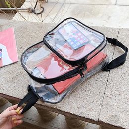 Shopping Bags Transparent PVC Backpacks Women Clear School Knapsacks Shoulder Stadium Approved For Concern Festival Sport Events