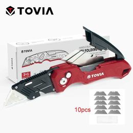 Camping Hunting Knives T TOVIA Foldable Interchangeable Binding Cable Cartons Carton Knife Handle Blade Locking Tools For Outdoor Work 240315