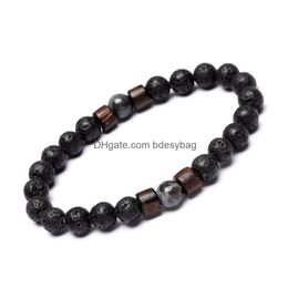 Beaded 8Mm Natural Volcanic Rock Stone Beaded Strands Charm Nce Bracelets For Women Men Lover Party Club Yoga Jewelry Drop Delivery J Dhuqt