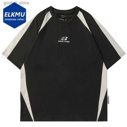 Men's T-Shirts Men Hip Hop Oversized T Shirts 2024 Streetwear Harajuku Black Loose T-shirts Y2K American Style Tee Shirt Tops Male Q240316