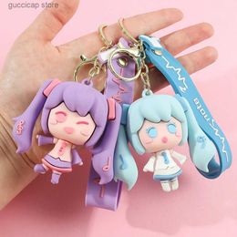 Keychains Lanyards Hatsune Miku Keychain Anime Figure 6Cm Pvc Key Chain Ornaments Gifts Pendant Couplen Cute Doll Car Bag Keyring Birthday Gift Y240316