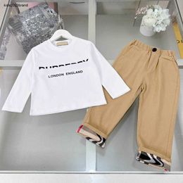 New baby tracksuits designer kids clothes Size 100-150 autumn Two piece set Logo printed pullover and Khaki casual pants 24Mar