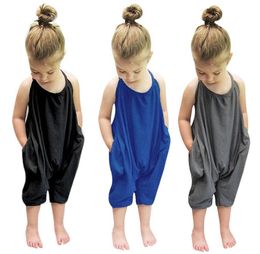 Baby Girls Strap Romper INS Solid Colour Sling sleeveless Jumpsuits 2019 Summer fashion Boutique Kids Climbing clothes C62249039467