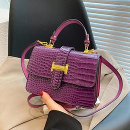 Drawstring Purple Crossbody Bags For Women 2024 Square Bag Leather Handbags Small Designer Ladies Shoulder Purse