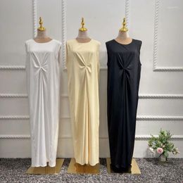Ethnic Clothing Dubai Abaya Under Dress White Casual Islamic Inside Abayas Robe All-Match Sleeveless Slip Inner Dresses For Women Turkey