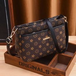 Waist Bags 2024 New Womens Crossbody Bag Large Capacity Three Layer Fashion Printed One Shoulder Middle aged Mom Change Multi layer Womens Bag