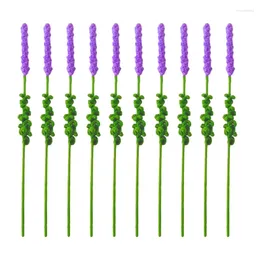 Decorative Flowers Artificial Flower Bouquet Crochet Handmade Knitted Lavender