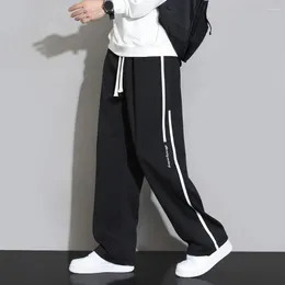 Men's Pants Men Drapey Casual Trousers Wide Leg Drawstring Sweatpants Soft Breathable Sports Jogging With Elastic For