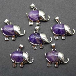 Dangle Chandelier 15pcs Natural Stone Amethyst Agate Pendant Necklace Elephant Animal Reiki Jewellery Ladies Girl Small Pendant for Diy Earrings 24316