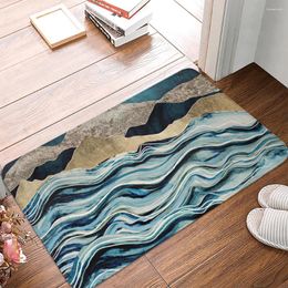Carpets Blue Striped Marble Carpet Entrance Doormat Bath Floor Rugs Absorbent Mat Anti-slip Kitchen Rug For Home Decorative Foot