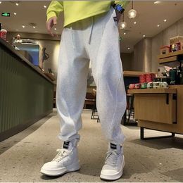 Fashionable and Minimalist Men's Casual Solid Versatile Colour Sports Pants, Trendy Embroidered Sanitary Pants for Men