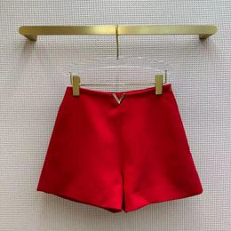 Women's Shorts Fashion Metal V High Waist Solid Colour All Matched Women