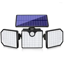 Wall Lamp Upgrade Solar Security Lights Outdoor 230 LED Super Bright Adjustable 360° 3 Heads With 2 Modes Wireless Motion Sensor