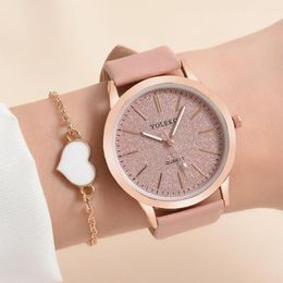 Wristwatches 2pcs Set Women Watches Fashion Casual Ladies Quartz Leather Strap Watch Female Clock For Girl Gift No Box